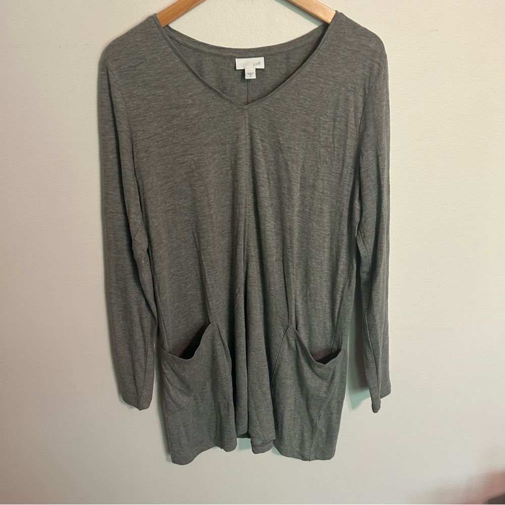 J.Jill Tunic Top w/ Pockets Knit Long Shirt Modal Size M Medium  Heathered Gray - Picture 4 of 8